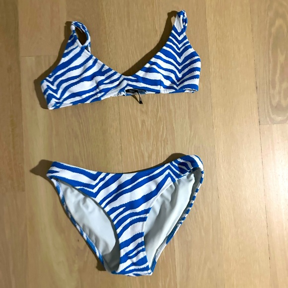 Triangl Swimwear Swim Blue And White Striped Triangle Bikini Poshmark